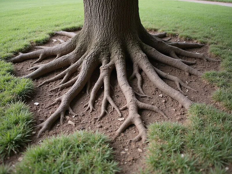 Exposed lateral root system before removal